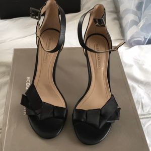 Bcbg satin and leather bow sandals